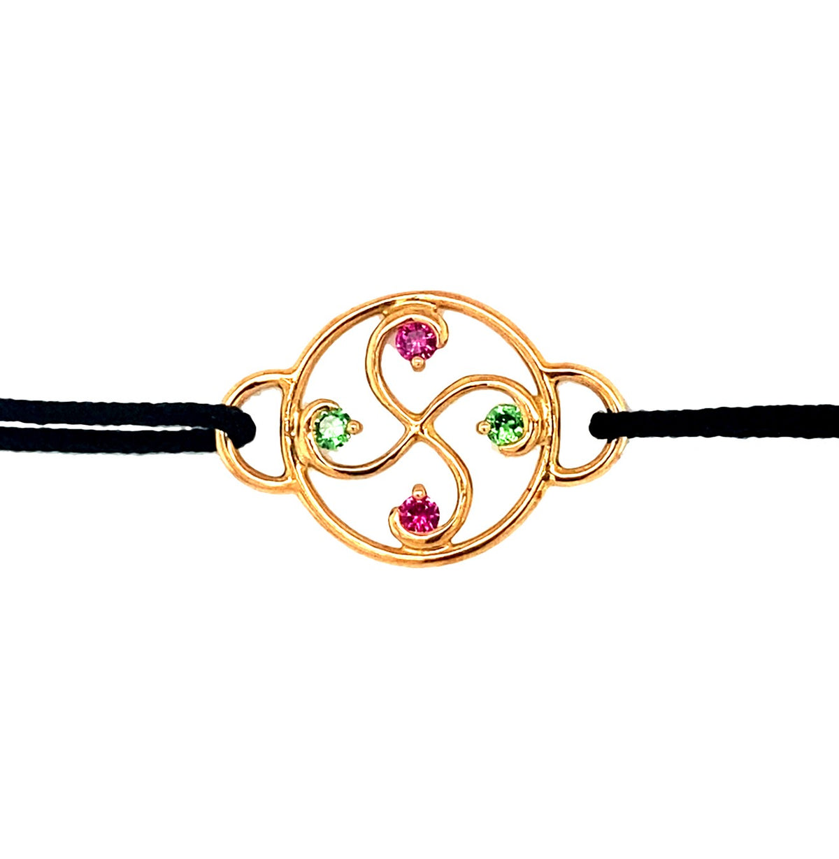 Bracelet Nahia Txiki Rubis, Tsavorites et Or Jaune