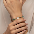 BRACELET ILARGIA ARGENT PLAQUÉ OR LAUBURU TTIKI NACRE BLANCHE PERLES AGATHE VERTE