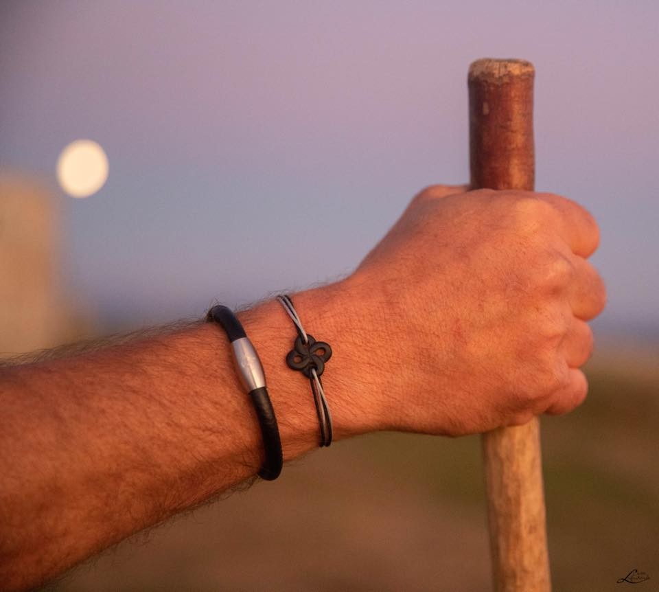 Bracelet Ilargia Lauburu Onyx Mat sur Cordon