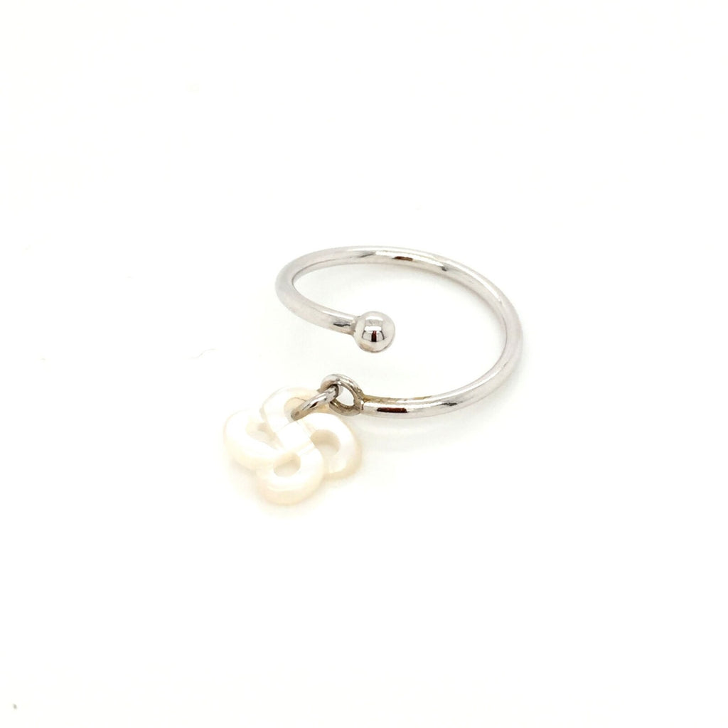 Bague Argent et Nacre Blanche Réglable