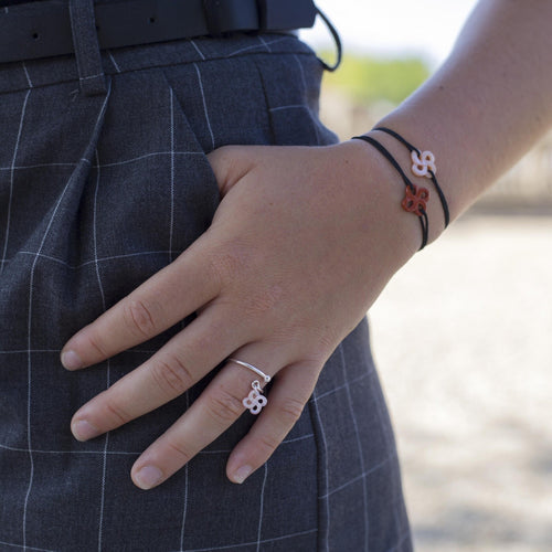 Bague Argent et Nacre Blanche Réglable