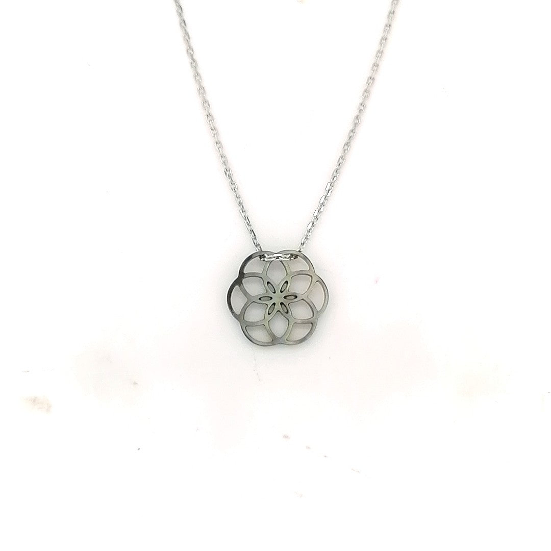Collier Ilargia Argent Nacre Grise Stèle de Xabier