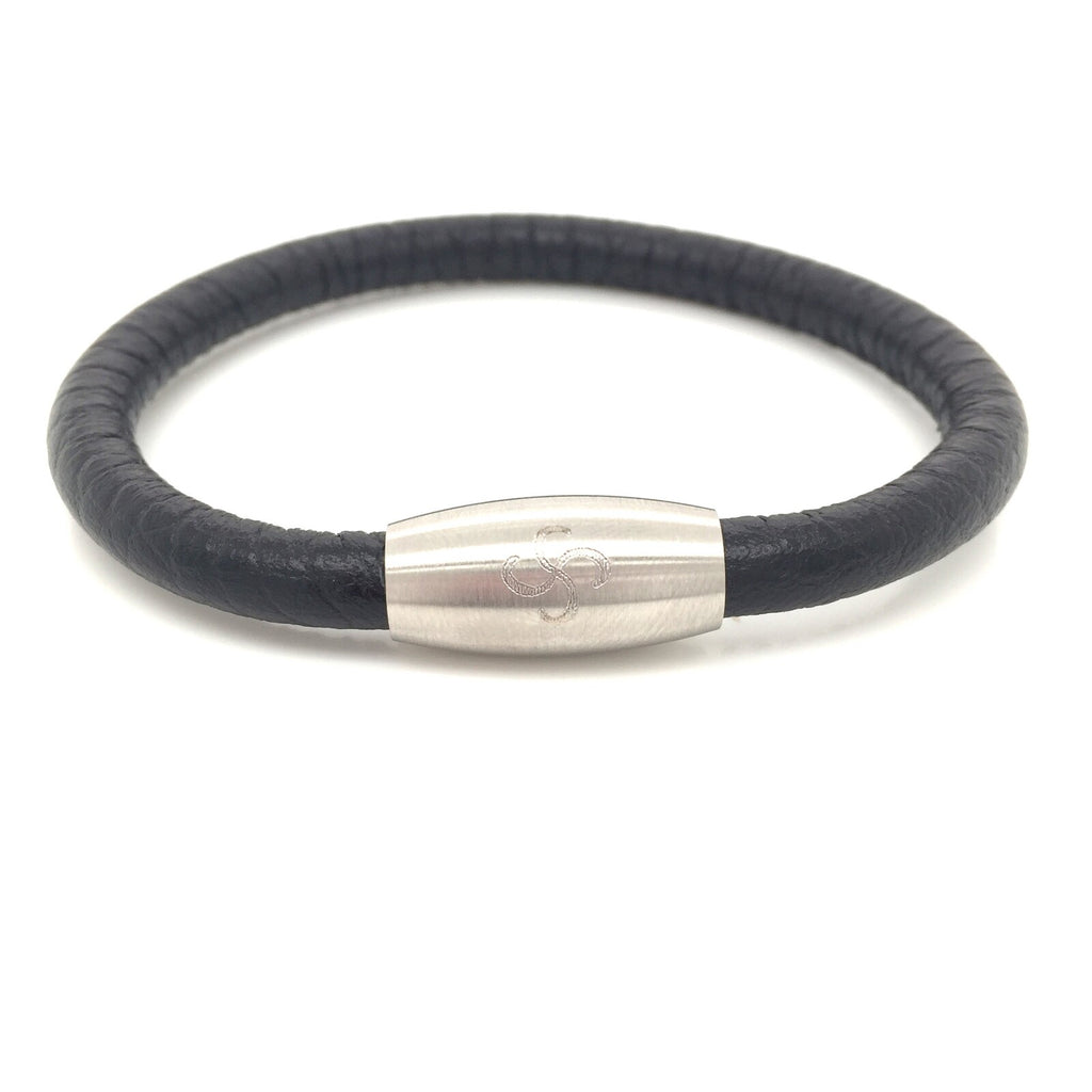 Bracelet Oval Lauburu Cuir Noir