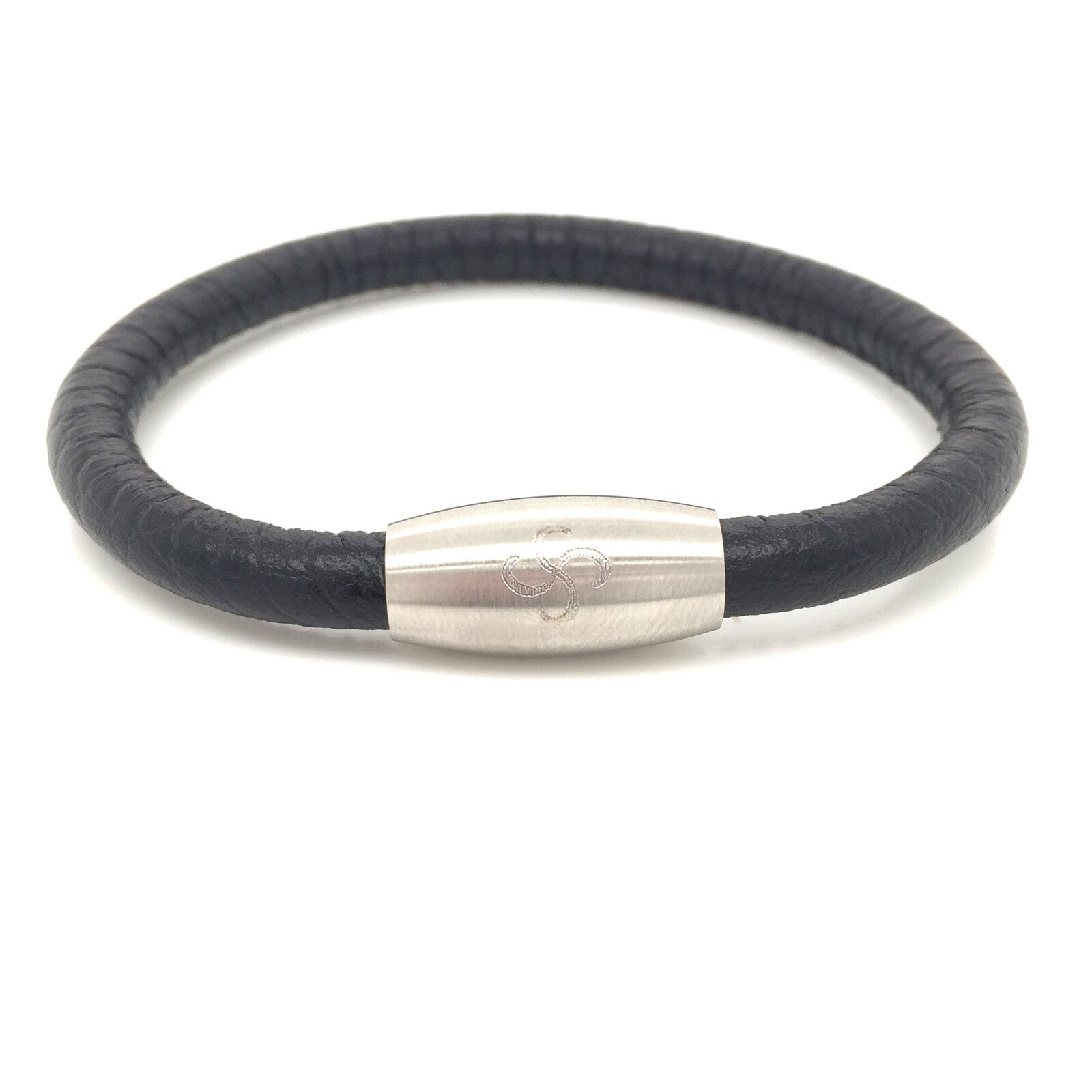 Bracelet Oval Lauburu Cuir Noir