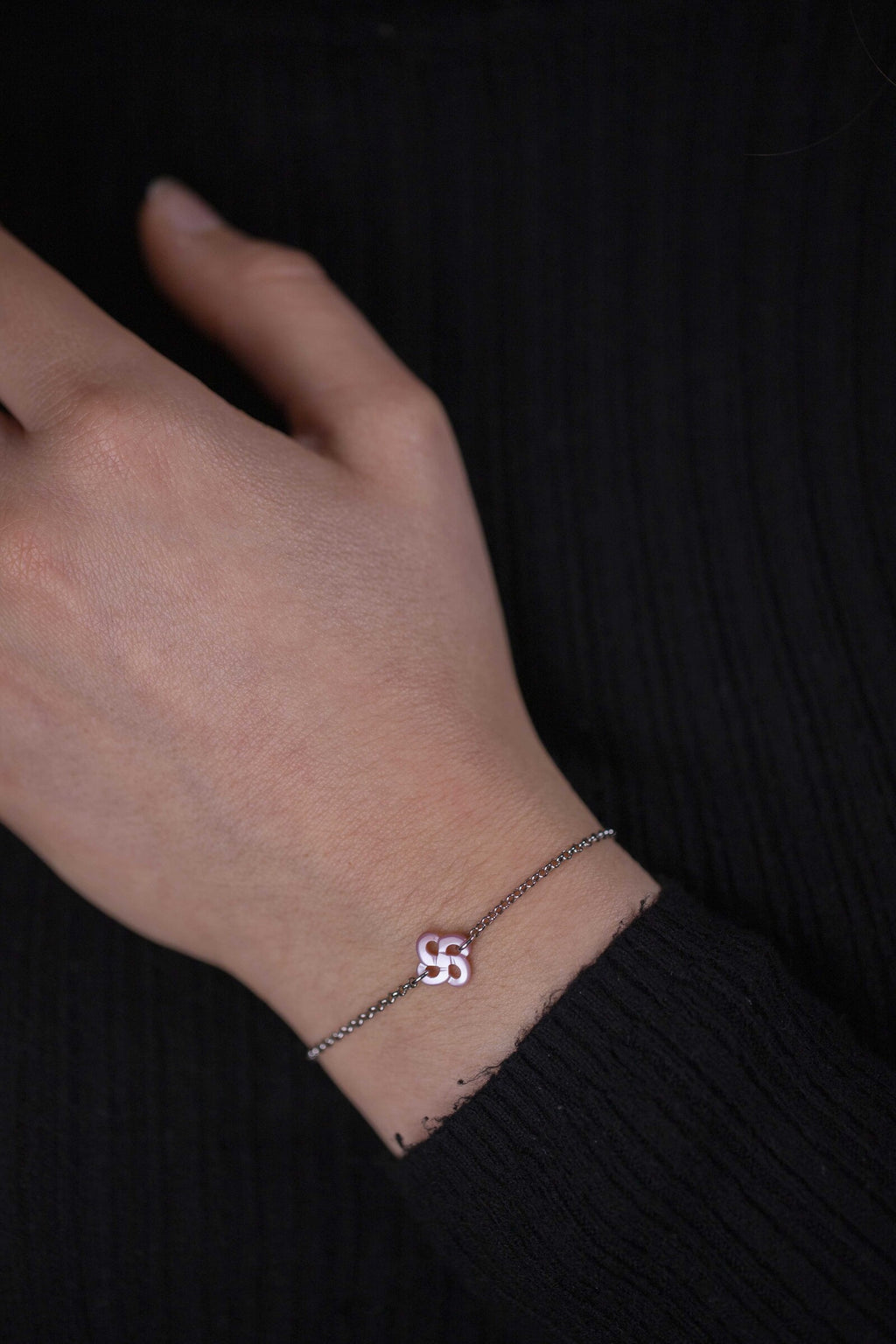 Bracelet Ilargia Argent Lauburu Ttiki Nacre rose