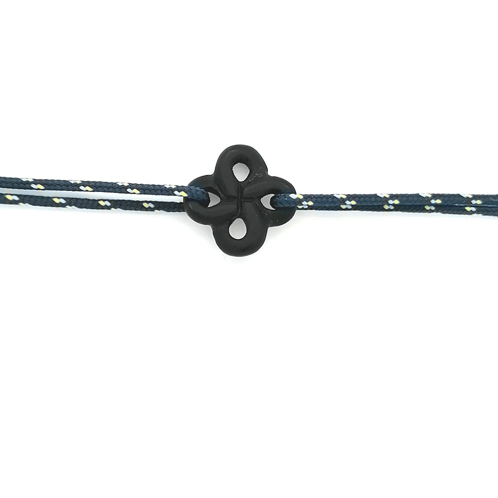 Bracelet Ilargia Lauburu Onyx Mat sur Cordon Marin