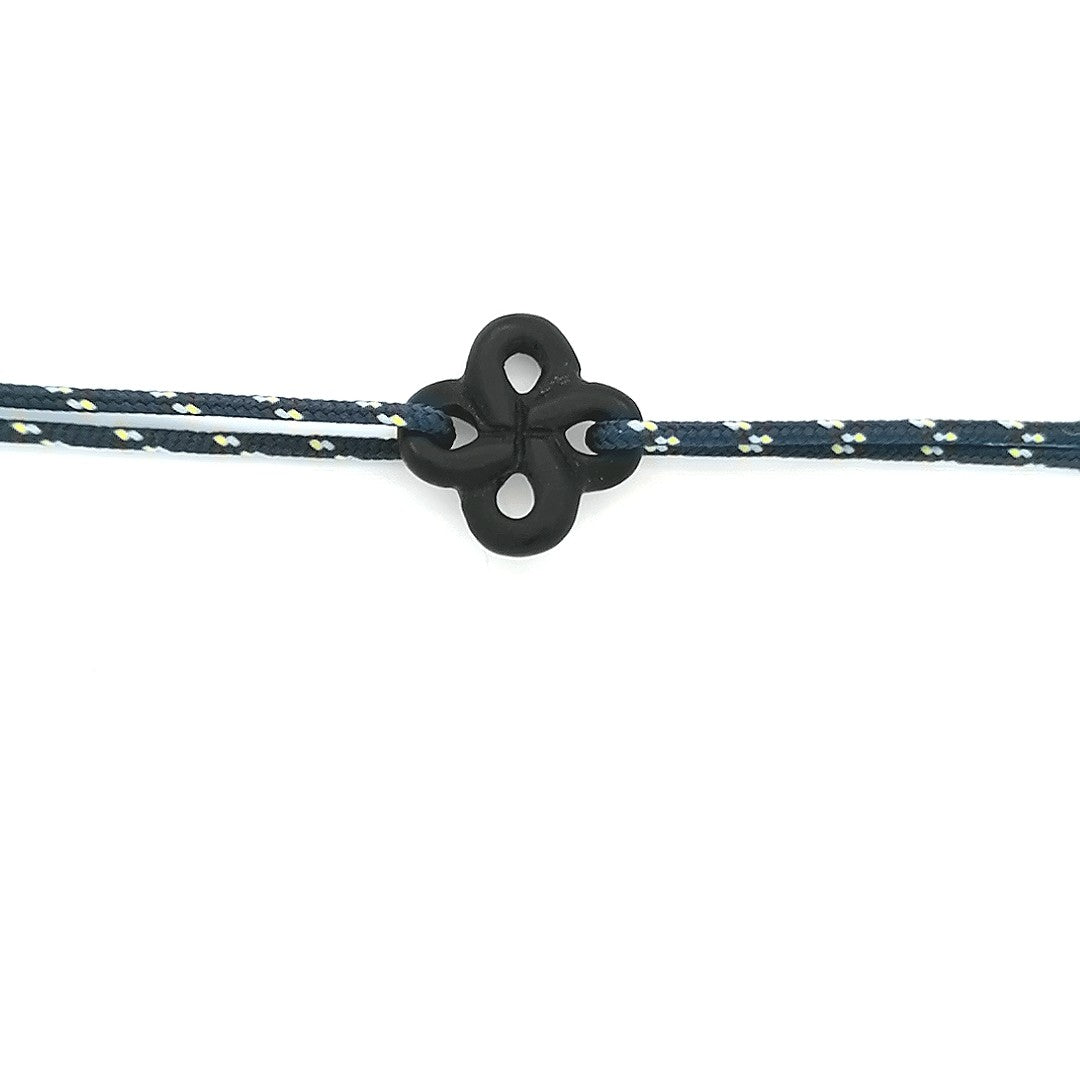 Bracelet Ilargia Lauburu Onyx Mat sur Cordon Marin