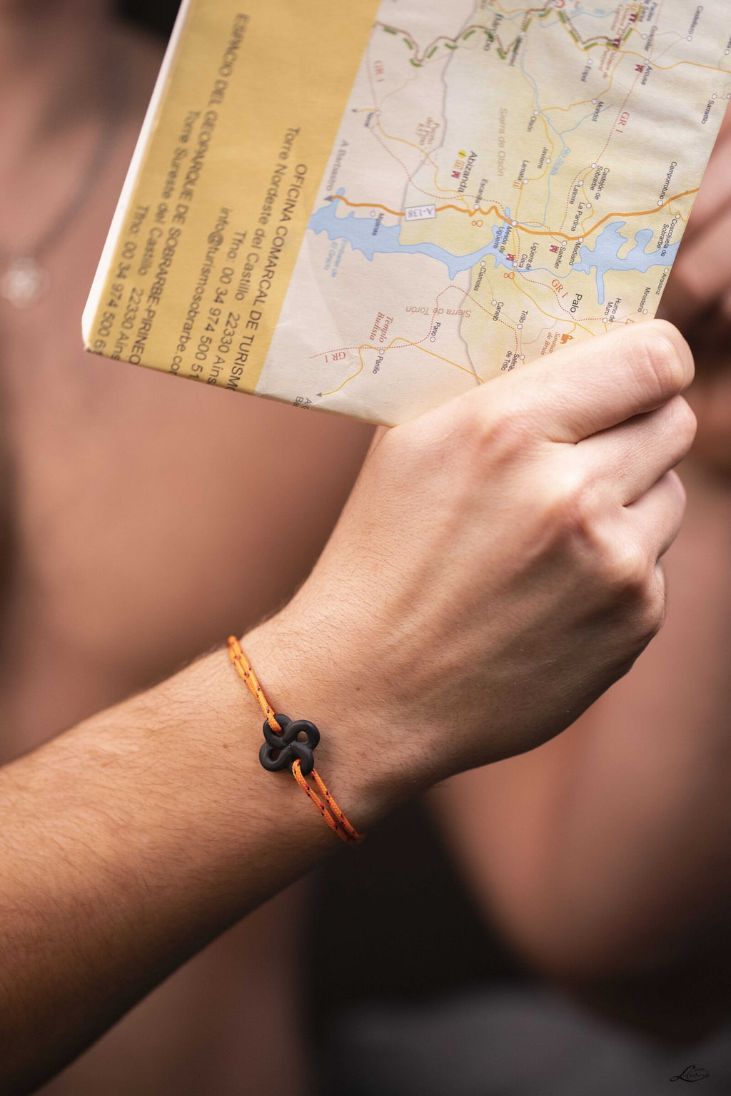 Bracelet Ilargia Lauburu Onyx Mat sur Cordon Marin