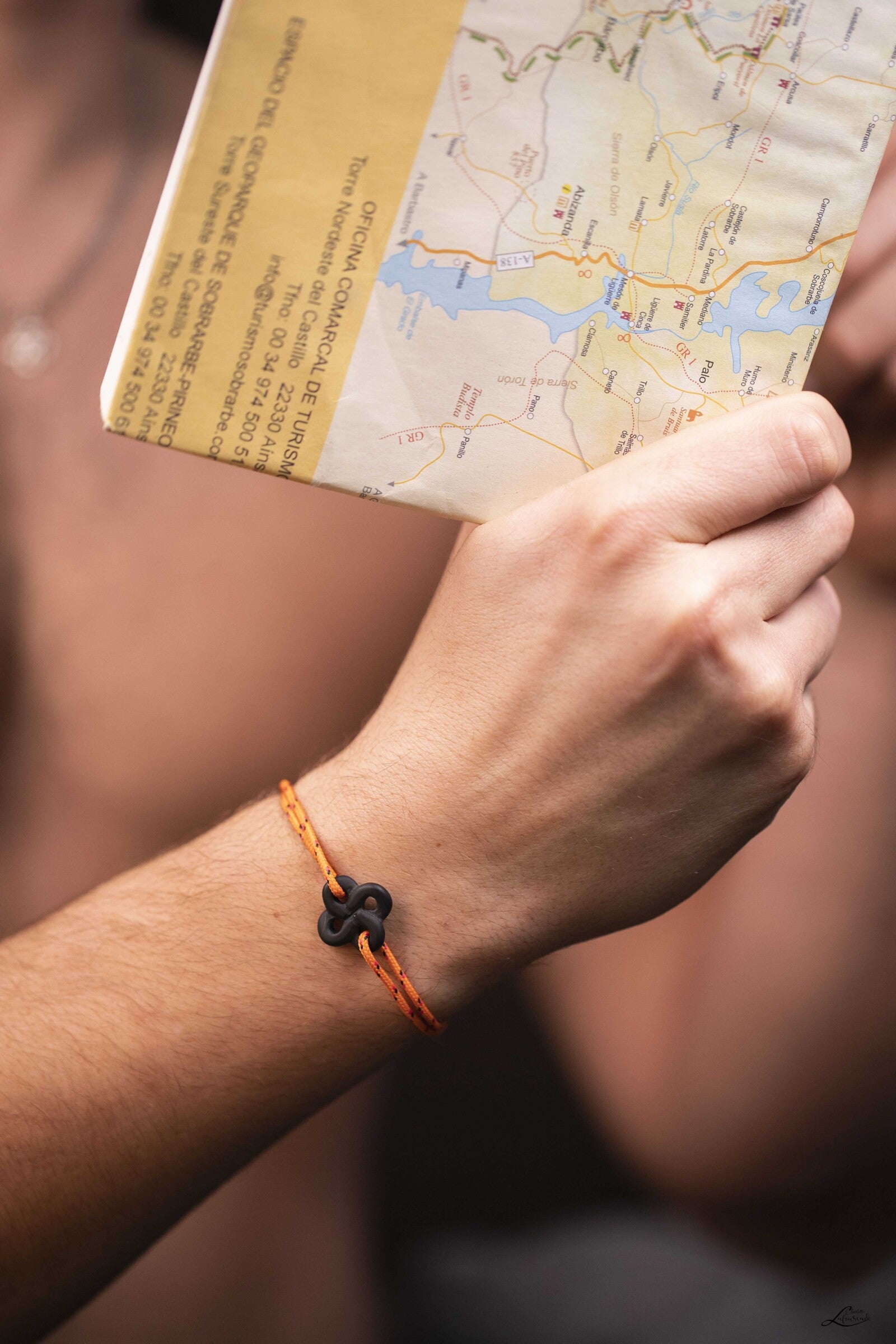 Bracelet Ilargia Lauburu Onyx Mat sur Cordon Marin