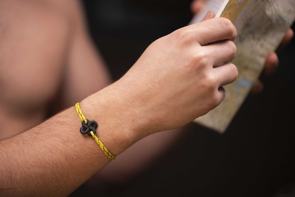 Bracelet Ilargia Lauburu Onyx Mat sur Cordon Marin