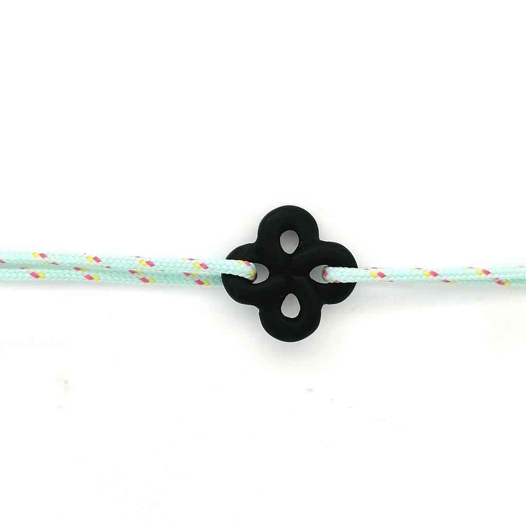 Bracelet Ilargia Lauburu Onyx Mat sur Cordon Marin