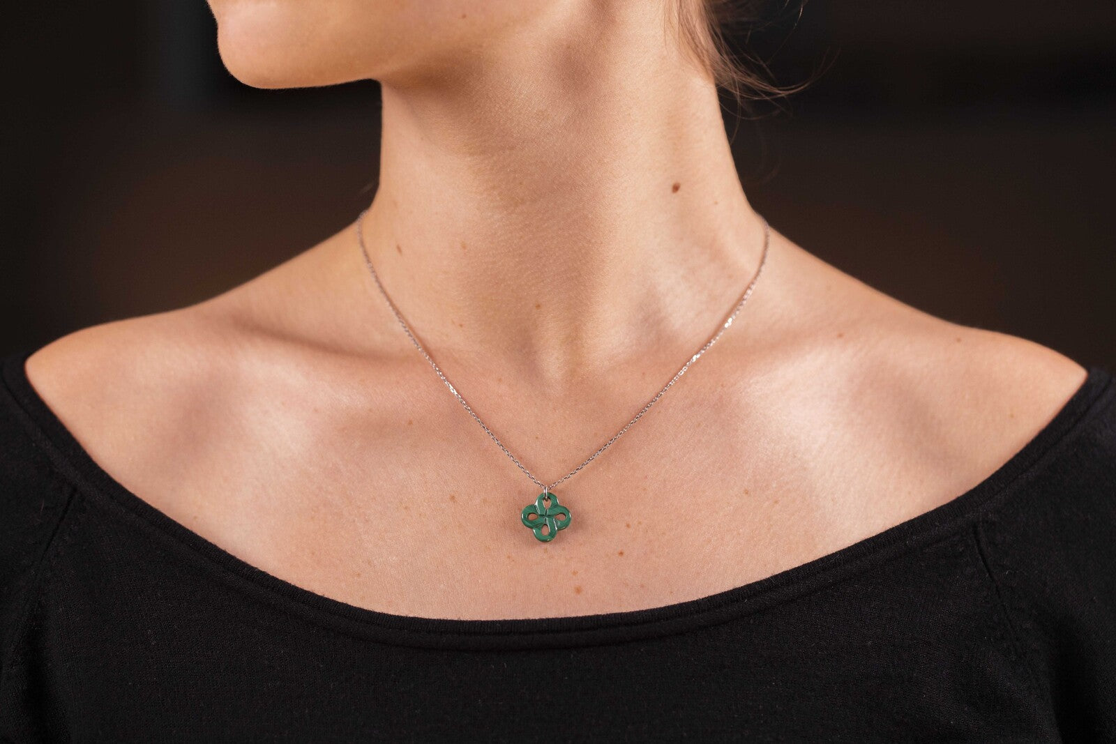Collier Ilargia Argent Malachite