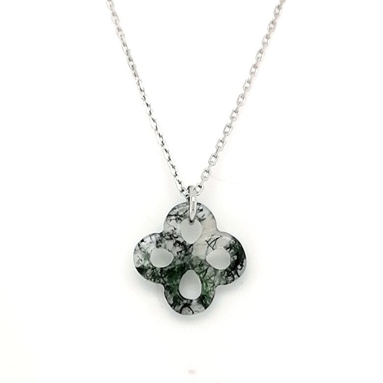Collier Ilargia Argent Agate Mousse