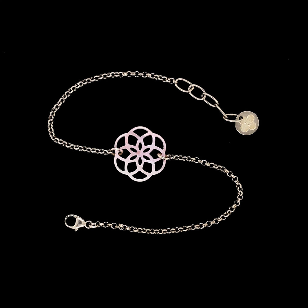 Bracelet Ilargia Argent Stèle Xabier Ttiki Nacre rose