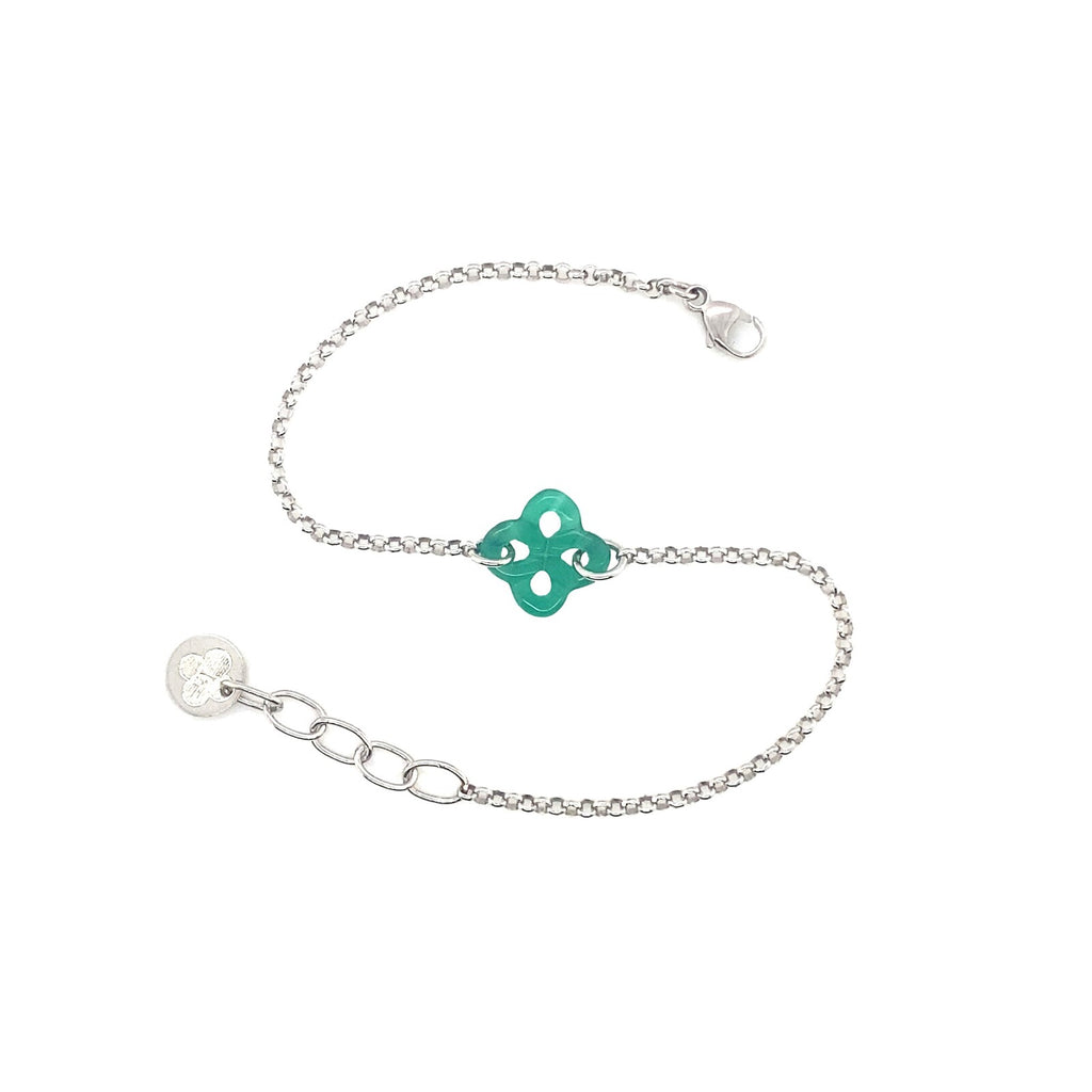 Bracelet Ilargia Argent Lauburu Ttiki Agate verte