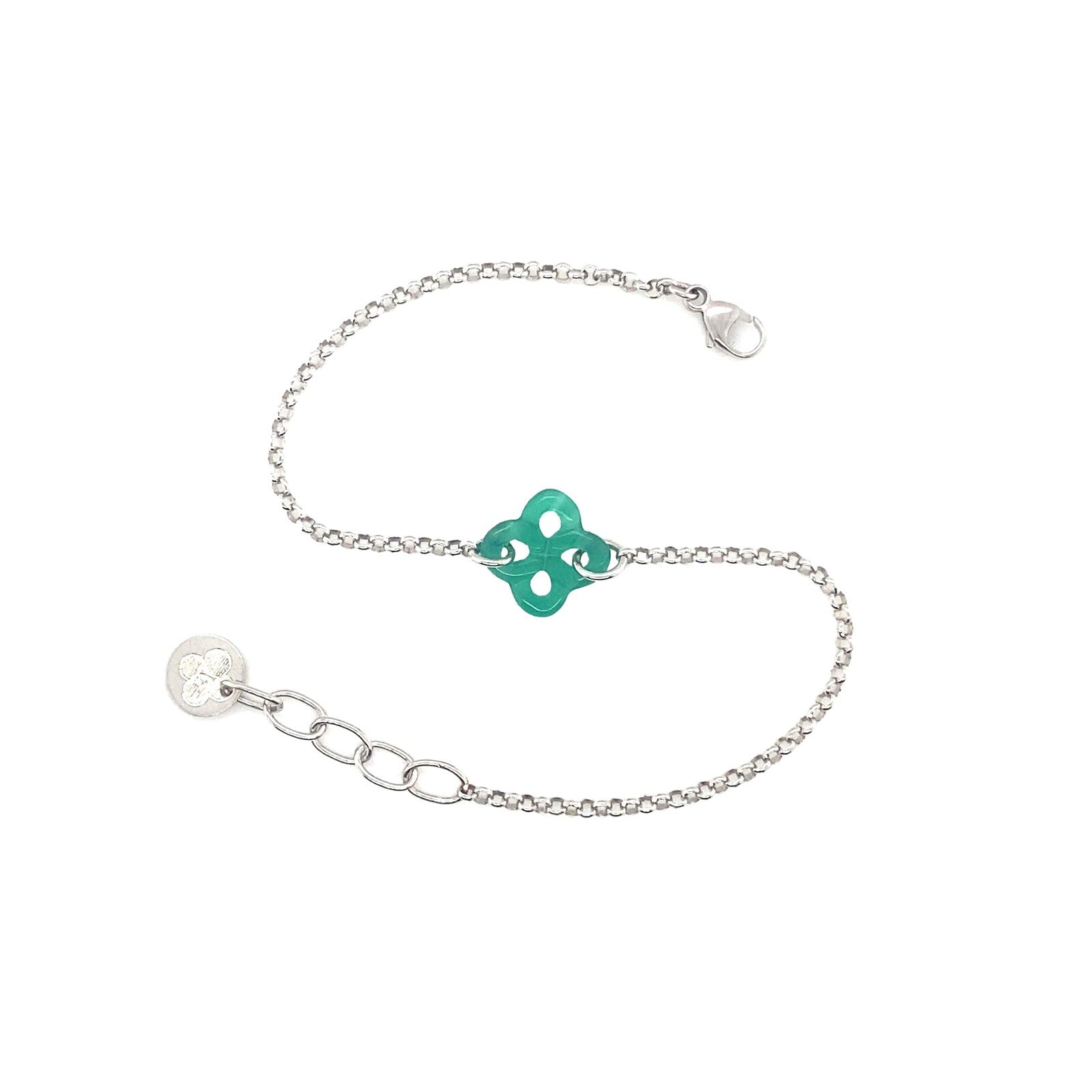 Bracelet Ilargia Argent Lauburu Ttiki Agate verte