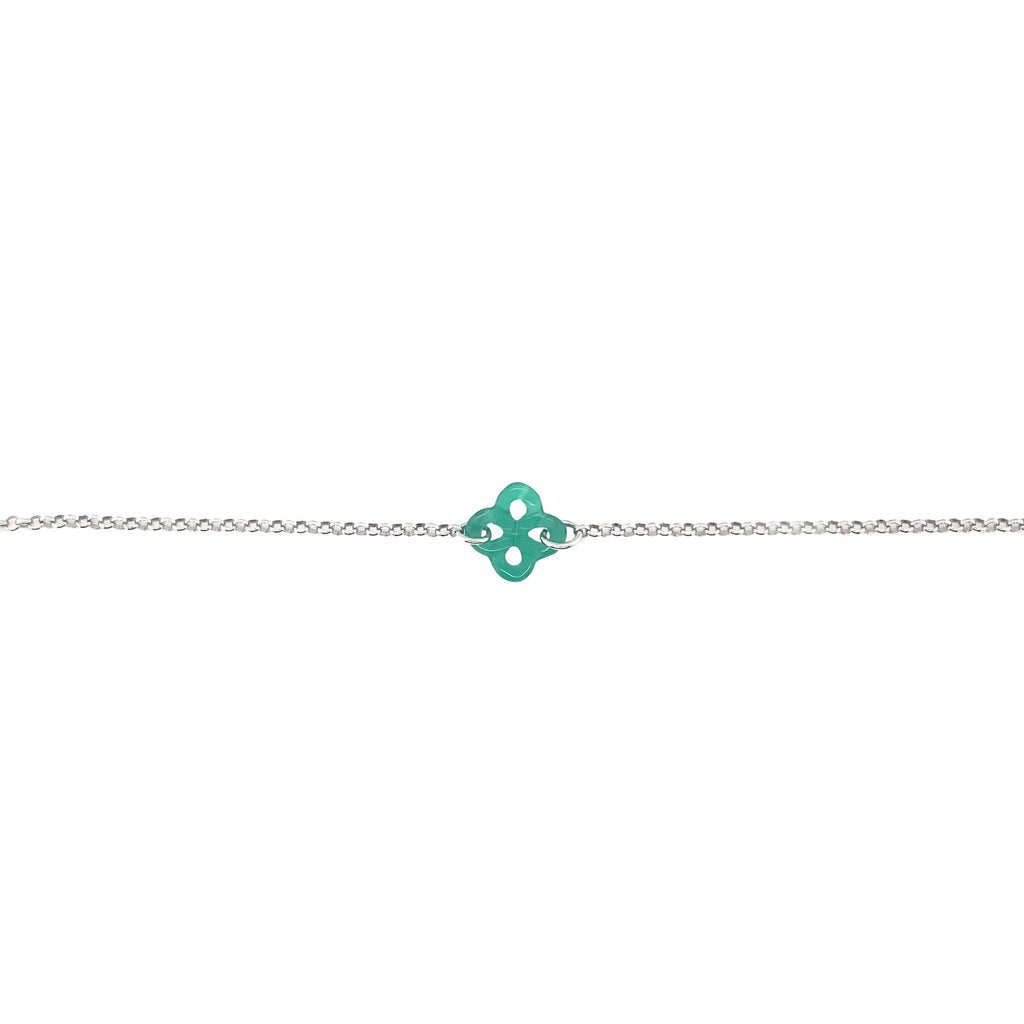 Bracelet Ilargia Argent Lauburu Ttiki Agate verte