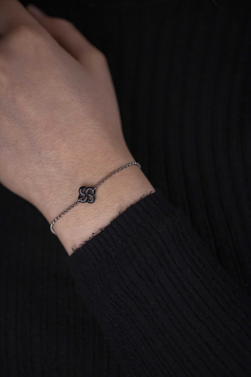Bracelet Ilargia Argent LauburuTtiki Onyx
