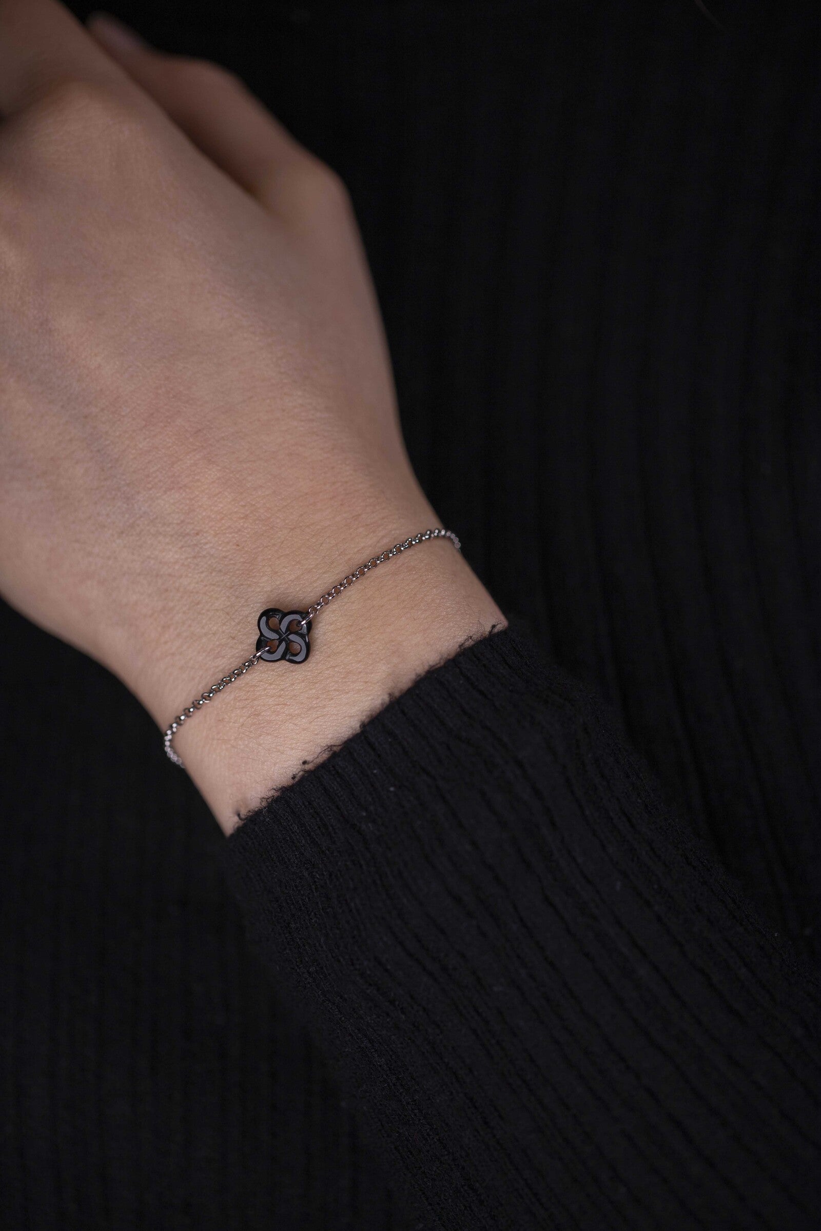 Bracelet Ilargia Argent LauburuTtiki Onyx