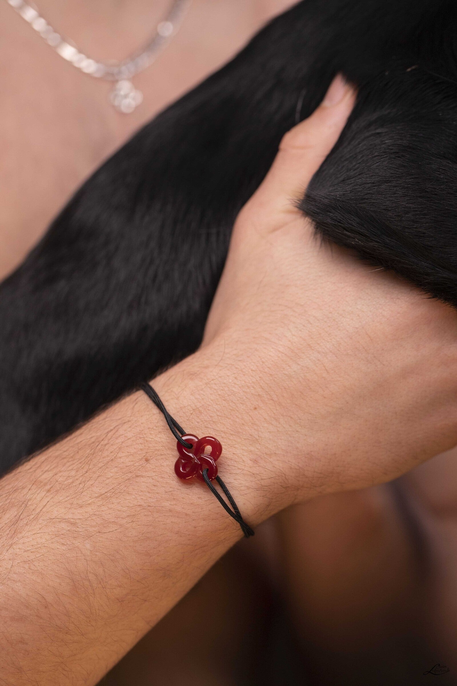 Bracelet Ilargia Homme Lauburu Cornaline sur Cordon