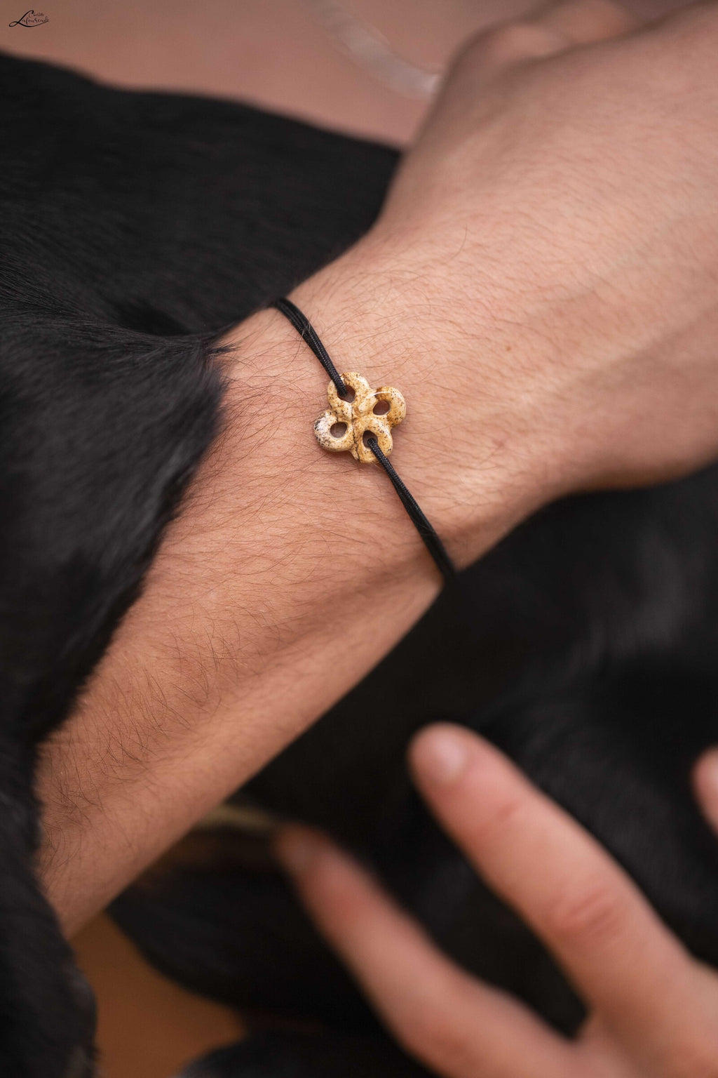 Bracelet Ilargia Homme Lauburu Jaspe Sur Cordon