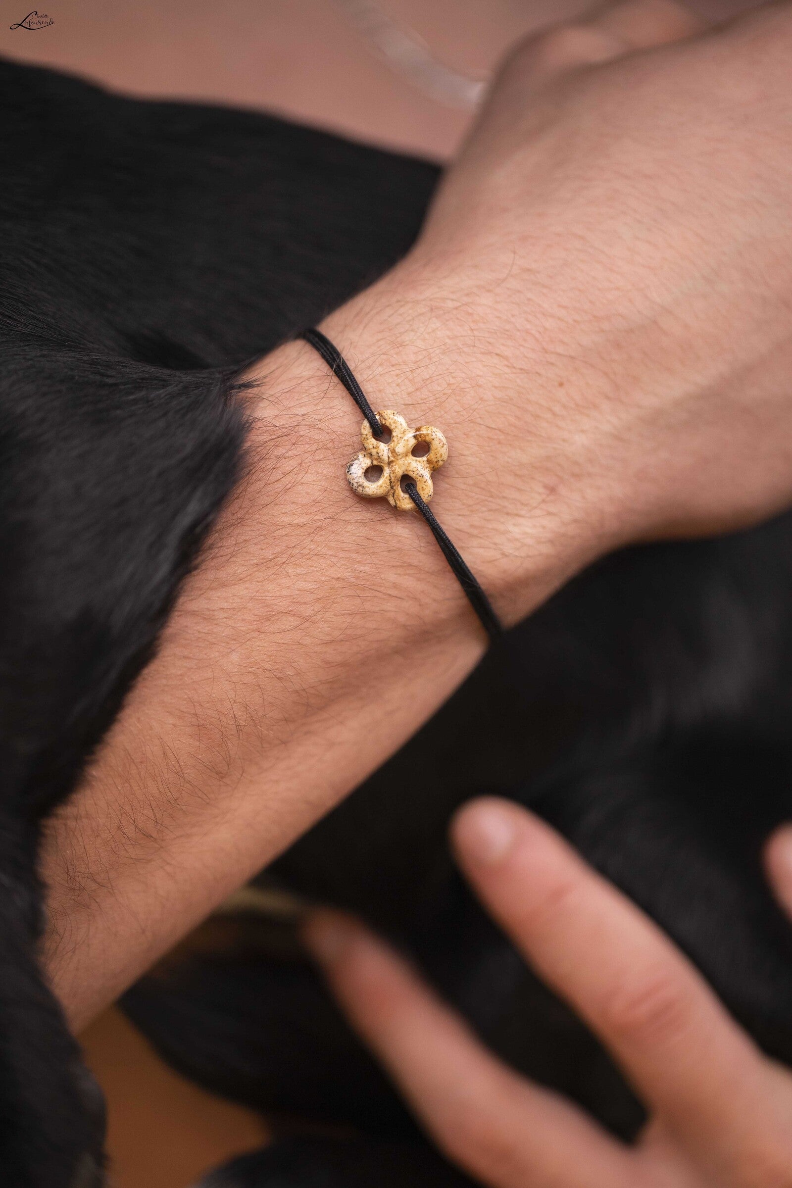 Bracelet Ilargia Homme Lauburu Jaspe Sur Cordon