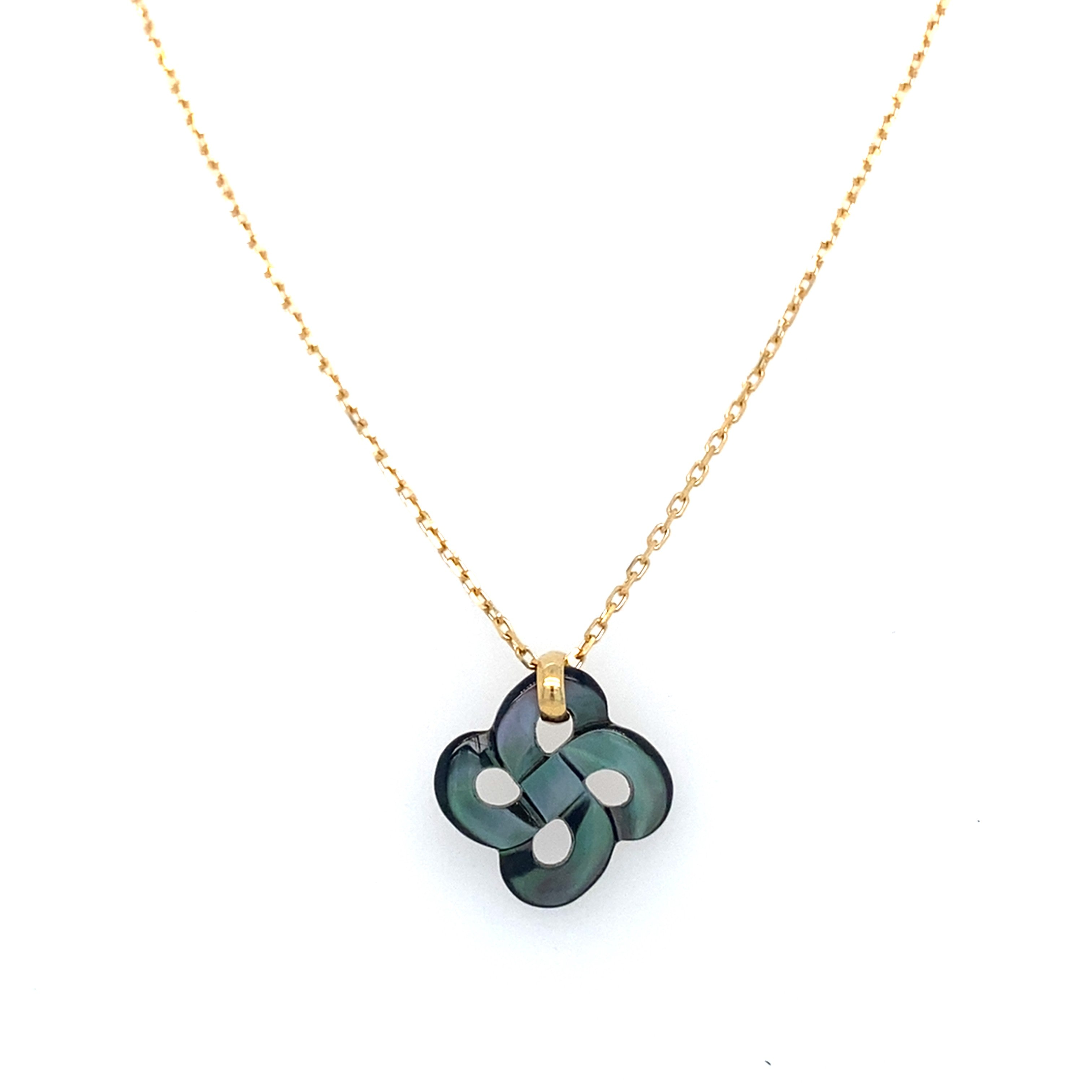 Collier Or Jaune Nacre Grise Chaine