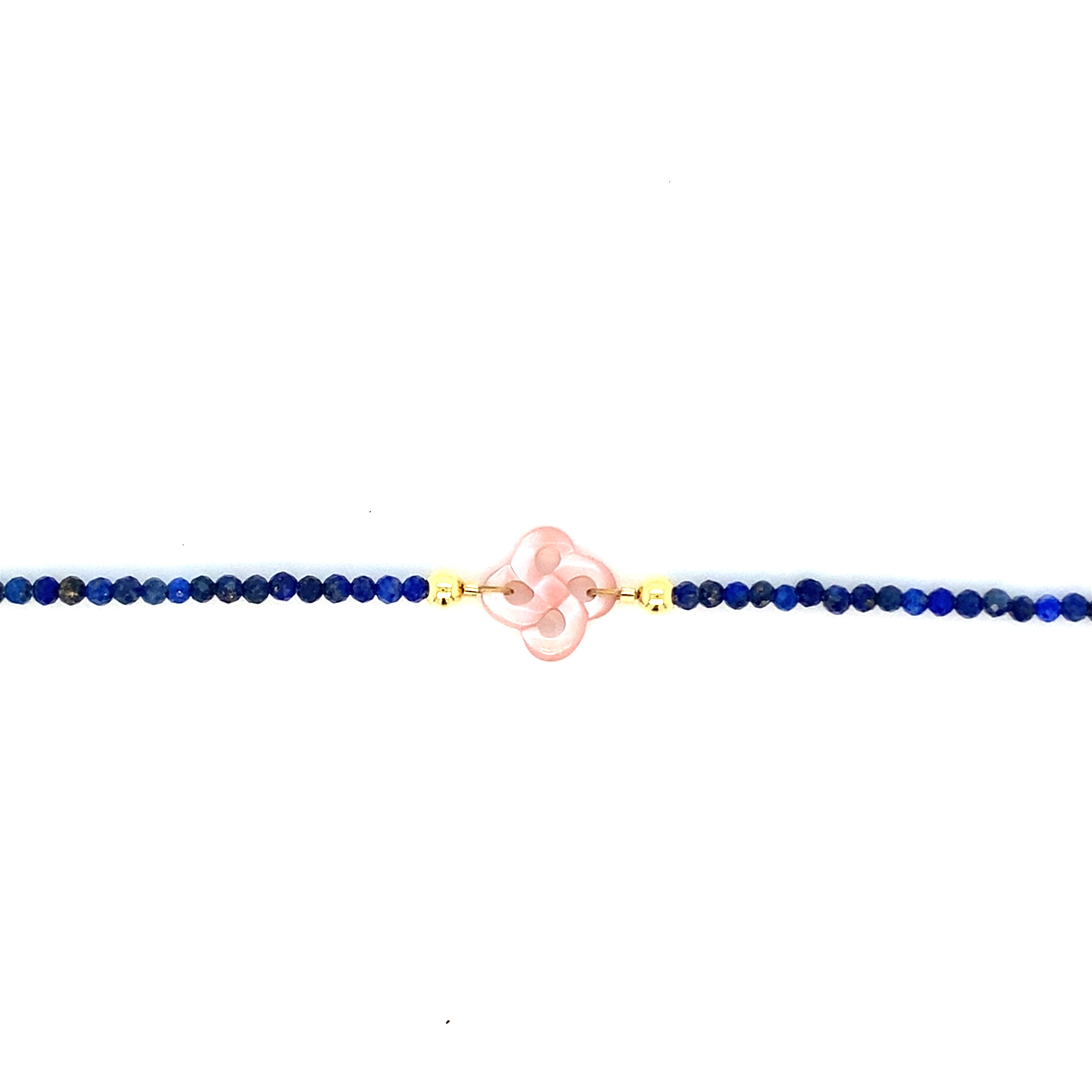 Bracelet Ilargia Argent Lauburu Ttiki Nacre Rose Perles Lapis lazuli