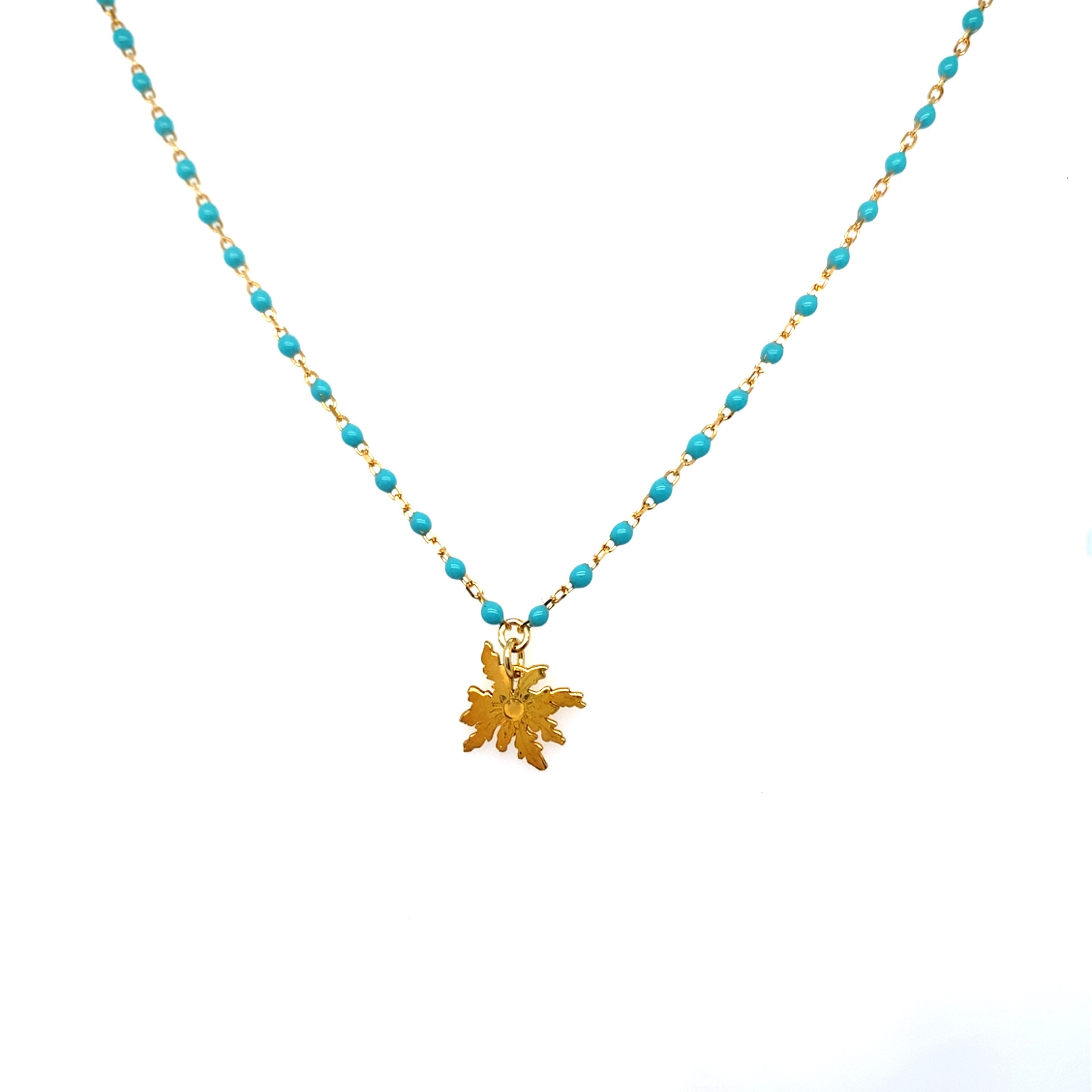 Collier Eguzki Lore Plaqué Or Jaune Laque Bleue