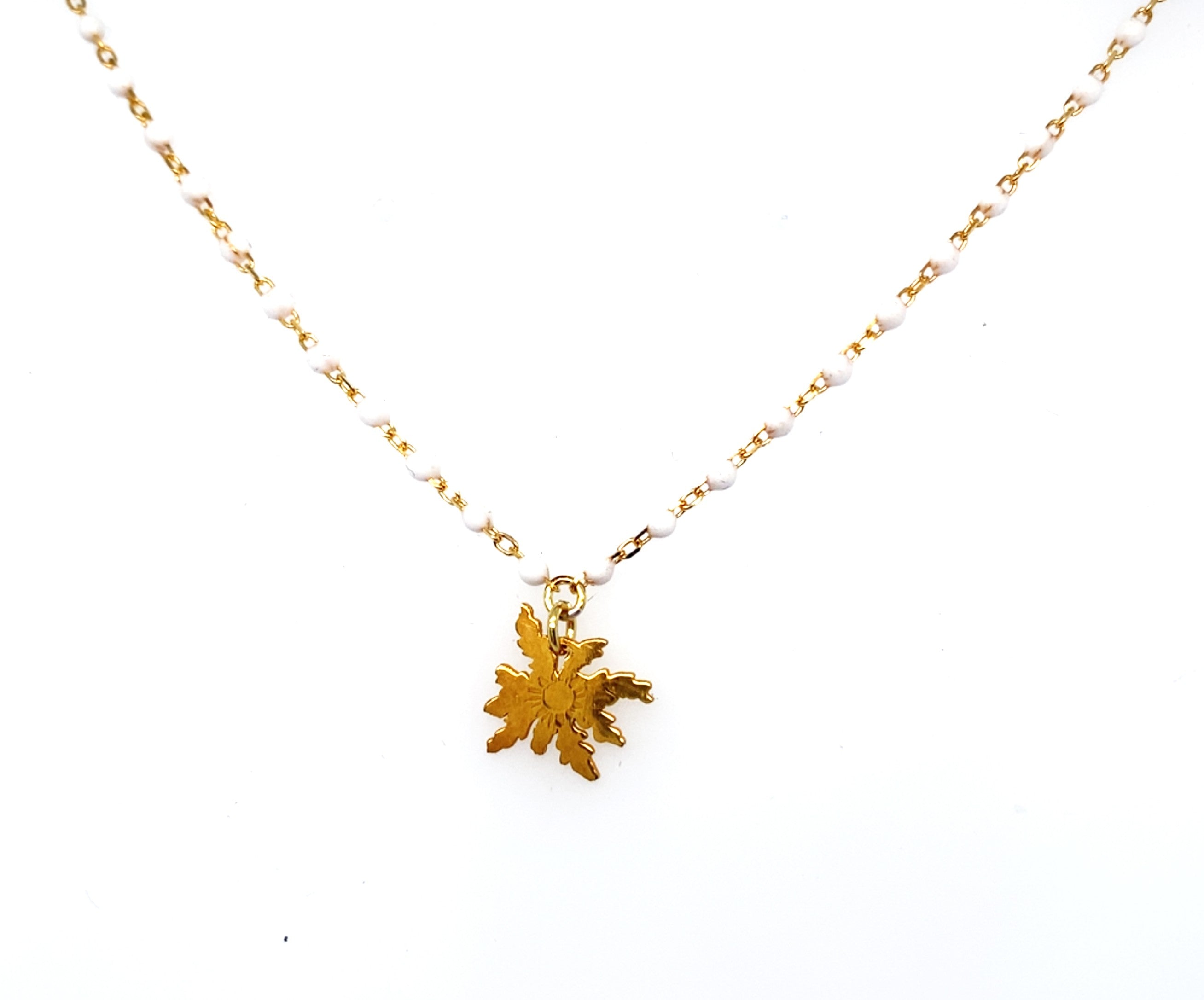 Collier Eguzki Lore Plaqué Or Jaune Laque Blanche