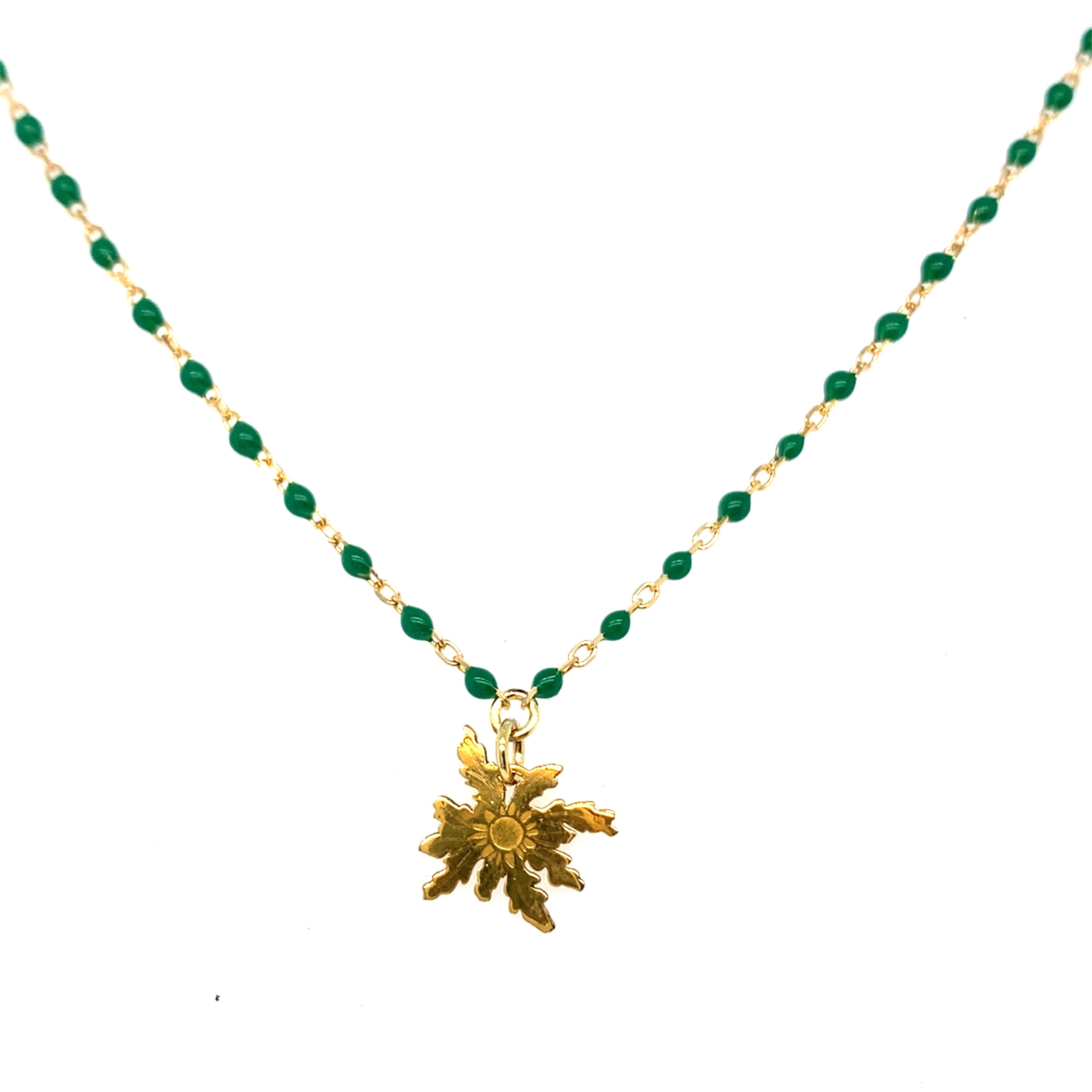 Collier Eguzki Lore Plaqué Or Jaune Laque verte