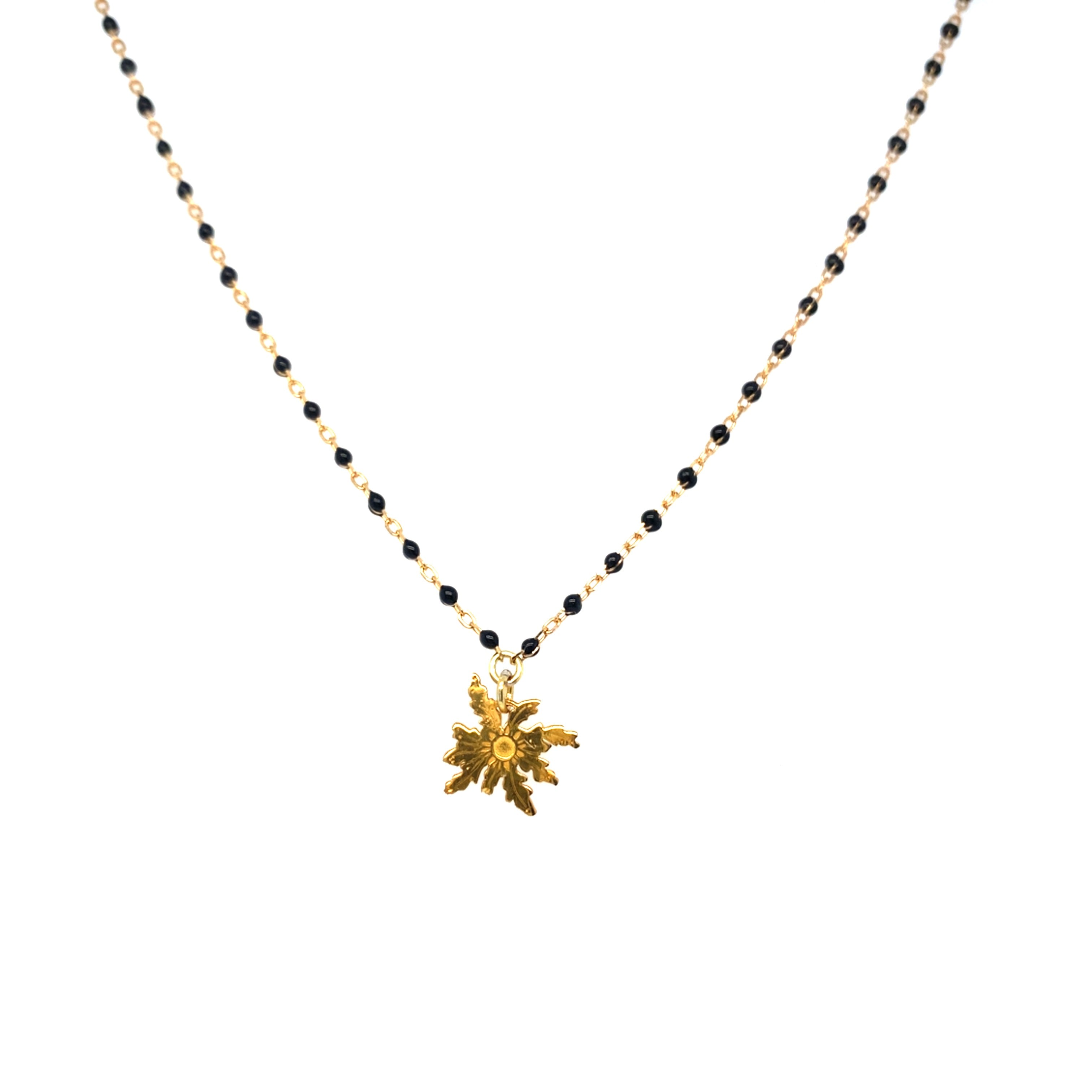 Collier Eguzki Lore Plaqué Or Jaune Laque noire