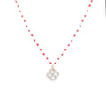 Collier Izarra Argent Plaqué Or Rose Nacre Blanche Laque Rouge