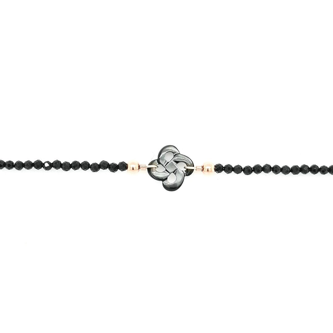 BRACELET ILARGIA ARGENT PLAQUÉ OR LAUBURU TTIKI NACRE GRISE PERLES SPINEL
