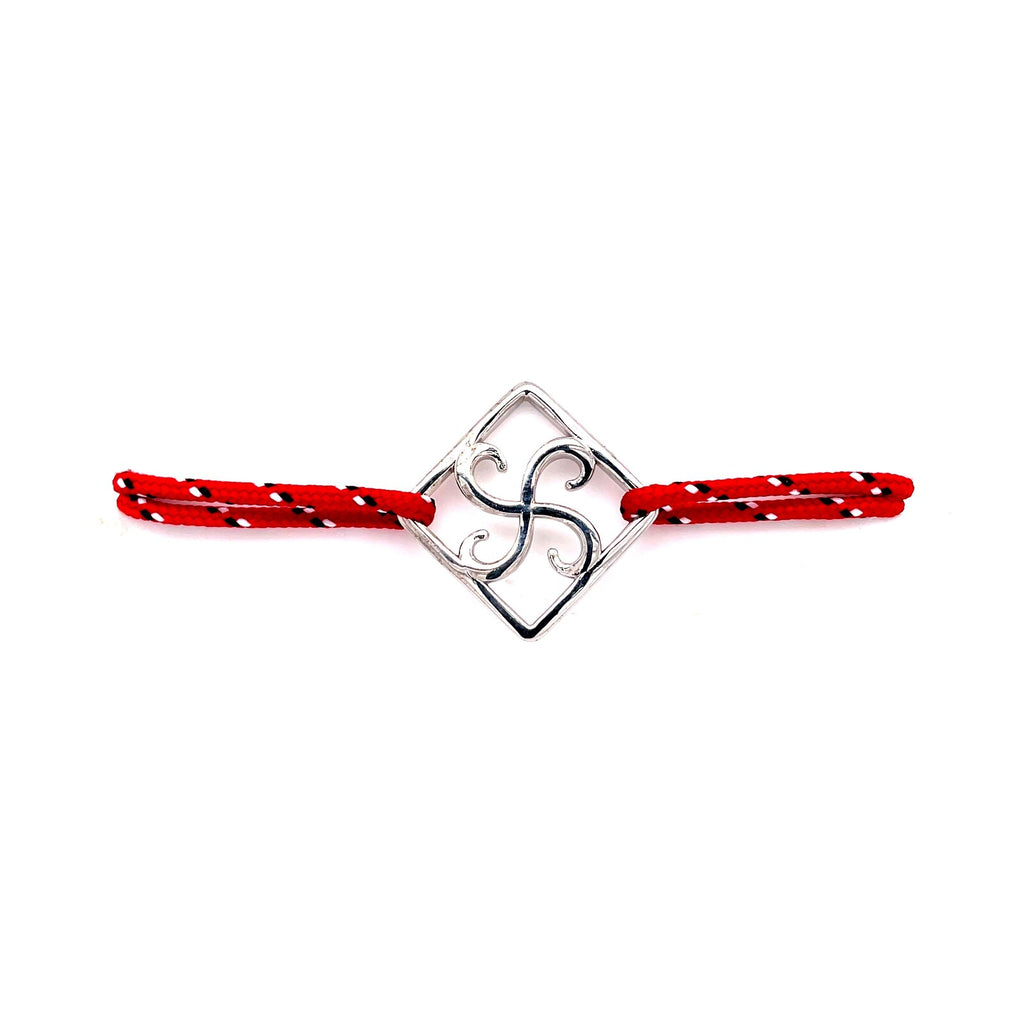 Bracelet  Lauburu Carré Argent sur Cordon Marin