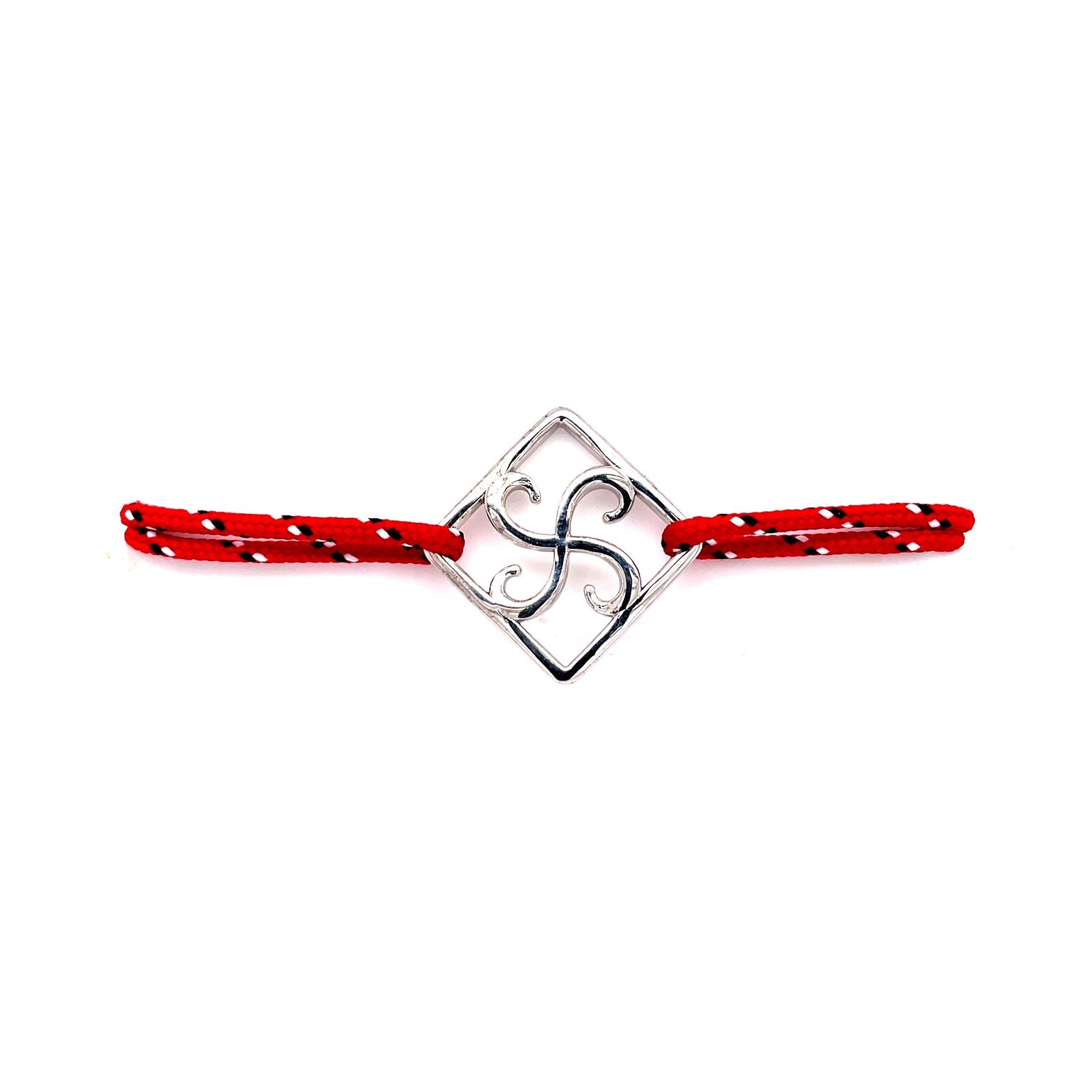 Bracelet  Lauburu Carré Argent sur Cordon Marin
