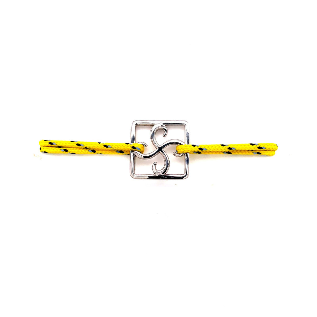 Bracelet  Lauburu Carré Argent sur Cordon Marin