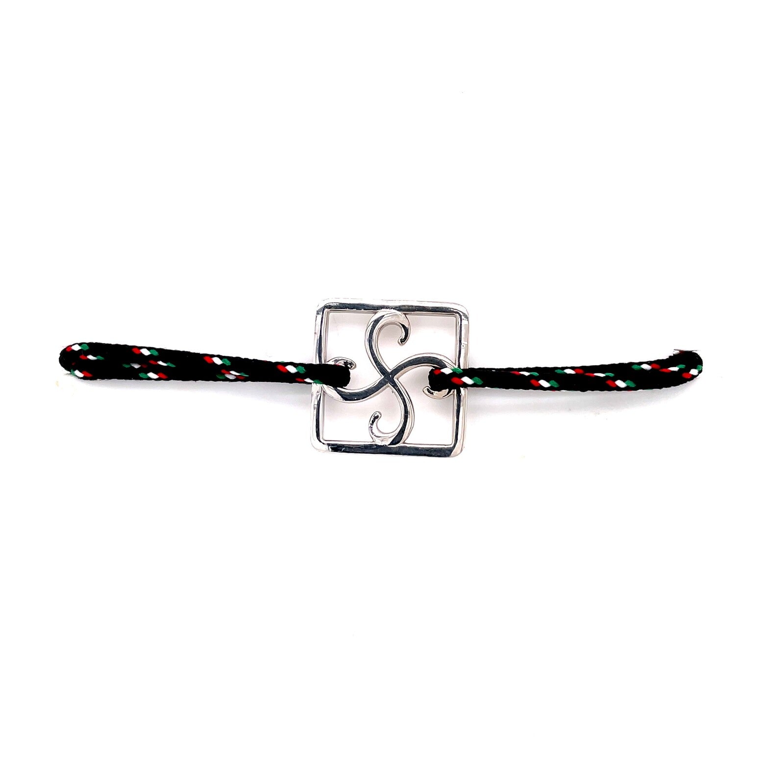 Bracelet  Lauburu Carré Argent sur Cordon Marin