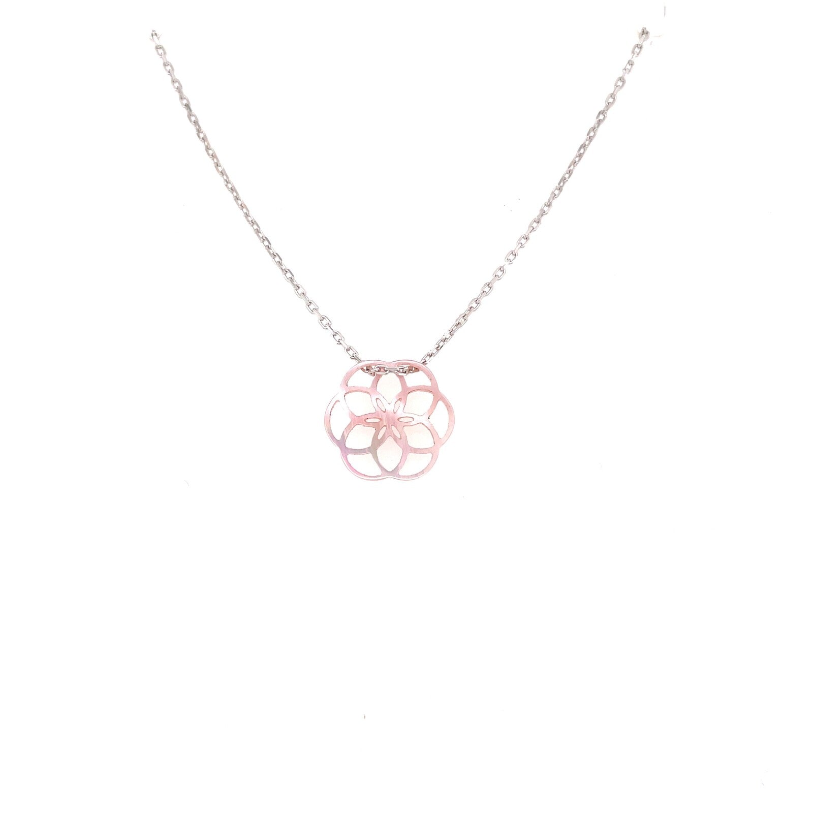 Collier Ilargia Argent Nacre Rose Stèle de Xabier