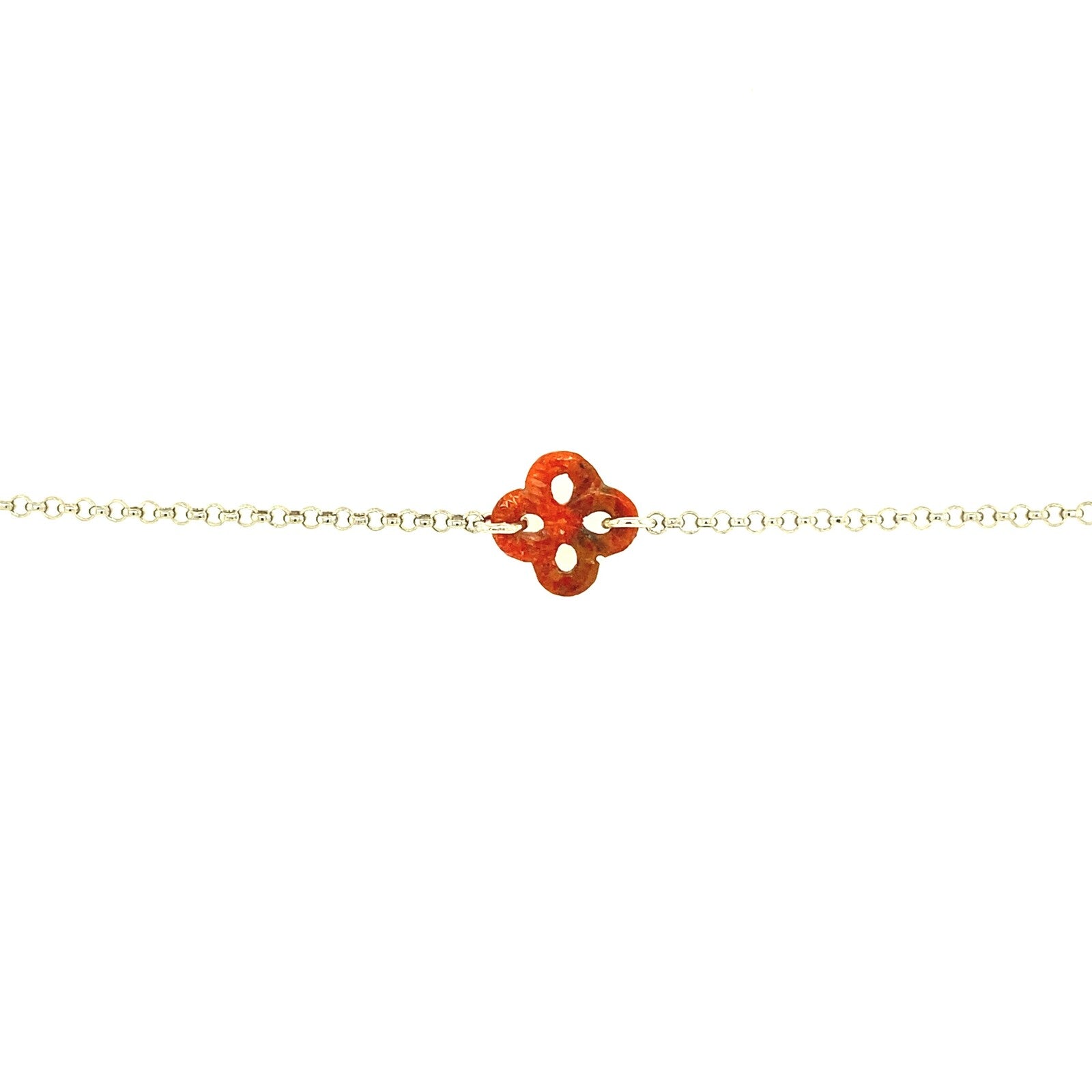 Bracelet Ilargia Argent Lauburu Ttiki Corail