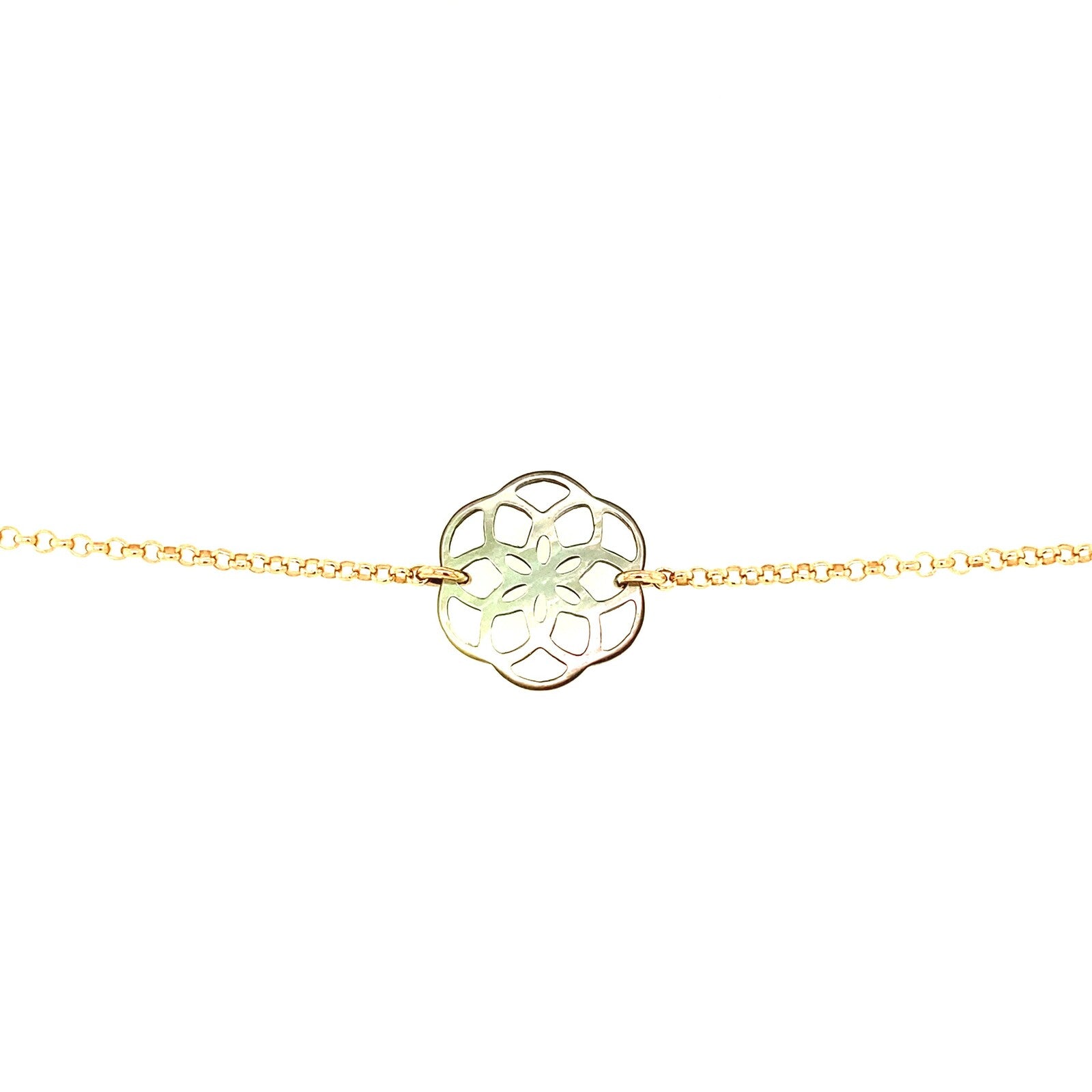 Bracelet Ilargia Argent Plaqué Or Rose Stèle de Xabier Ttiki Nacre Grise
