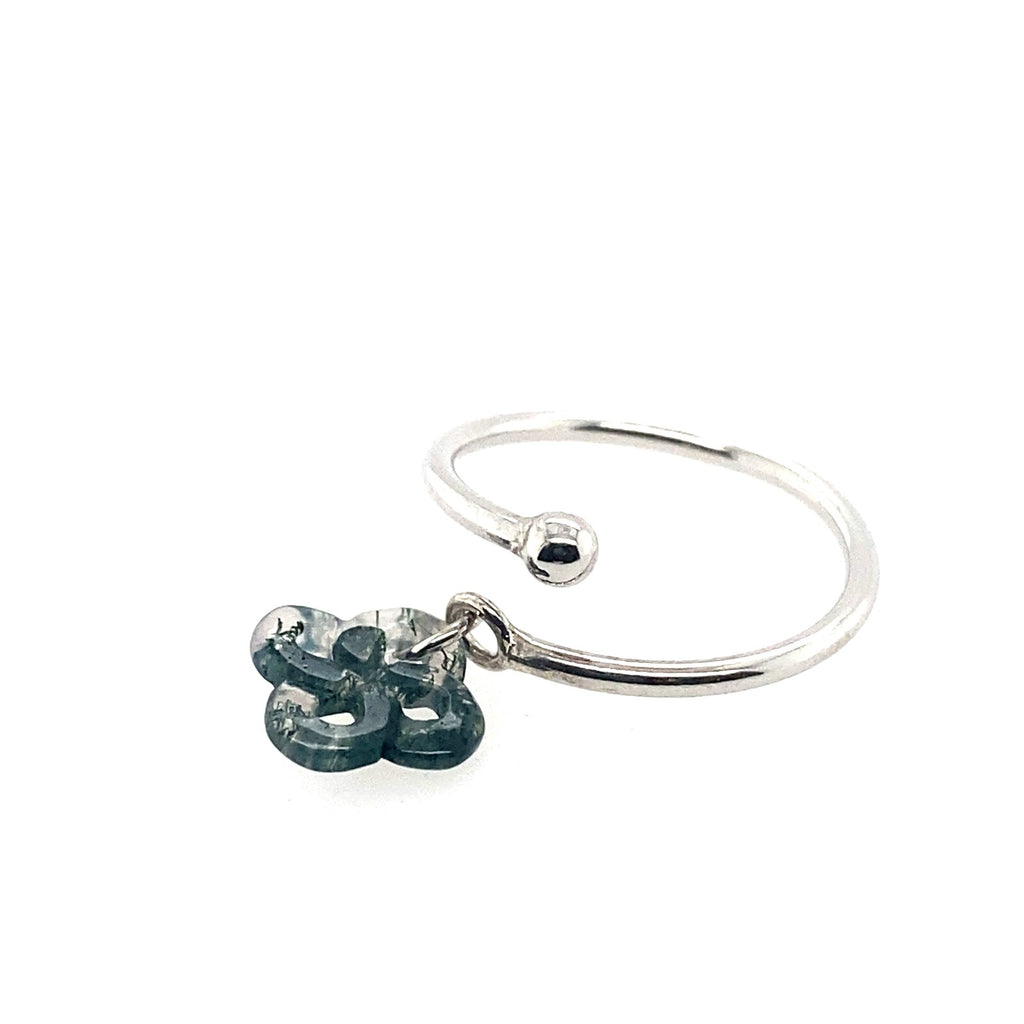 Bague Argent et Agate Mousse Réglable