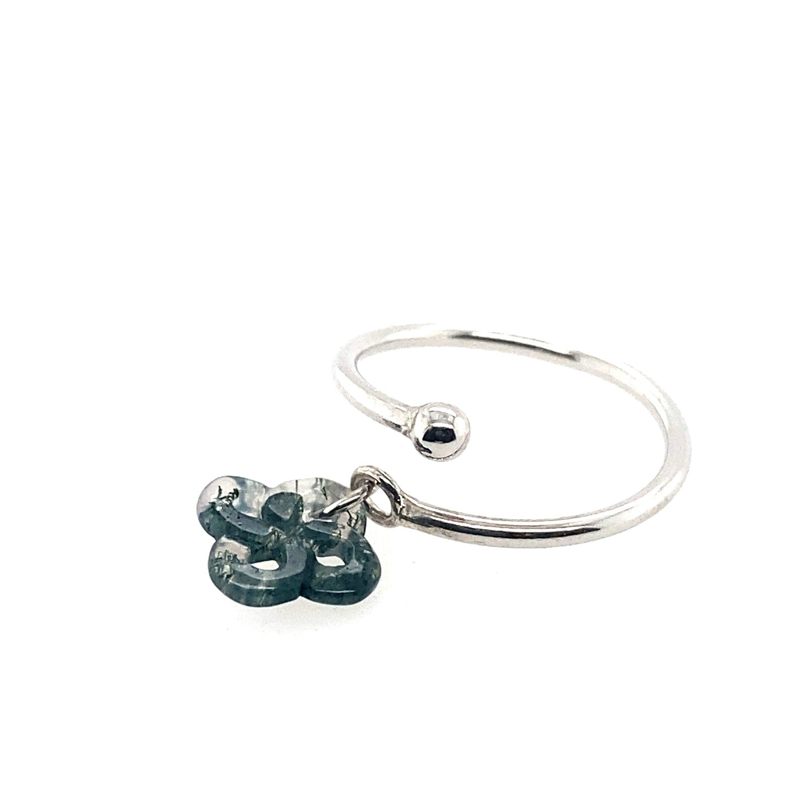 Bague Argent et Agate Mousse Réglable
