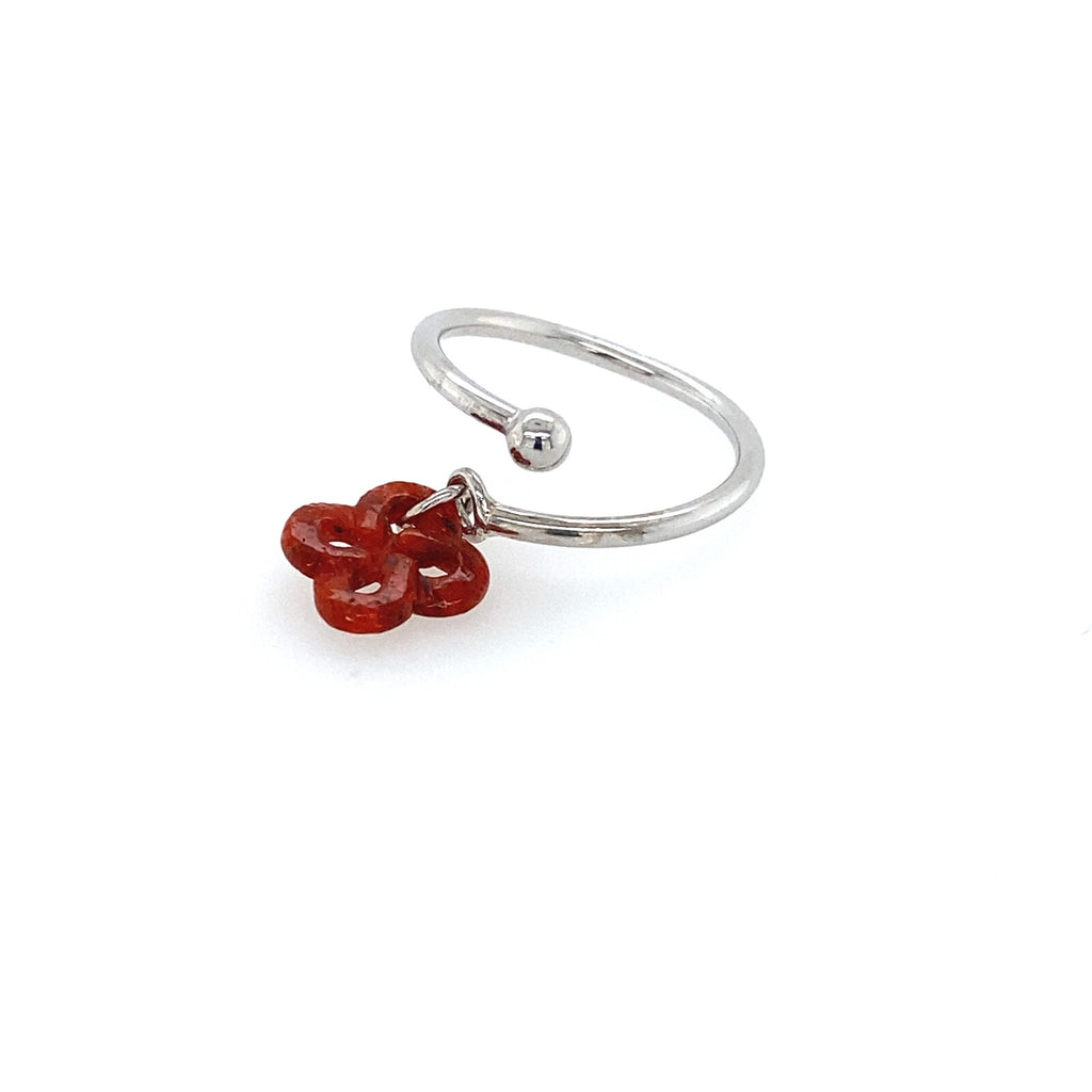 Bague Argent et Corail Réglable
