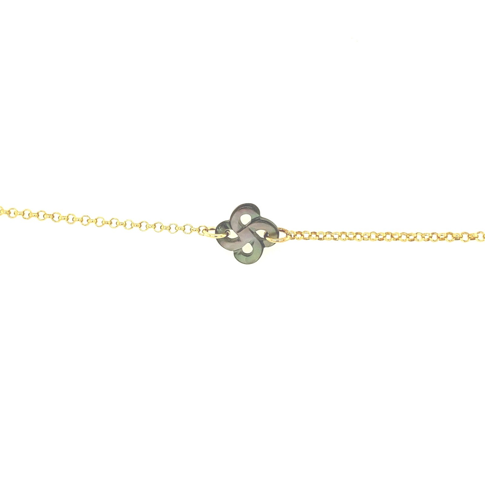 Bracelet Ilargia Argent Plaqué Or Jaune Lauburu Ttiki Nacre Grise