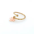 Bague Argent Plaqué Or Jaune et Nacre Rose Réglable