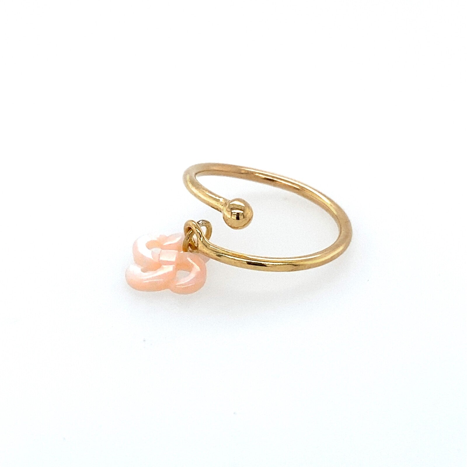 Bague Argent Plaqué Or Jaune et Nacre Rose Réglable