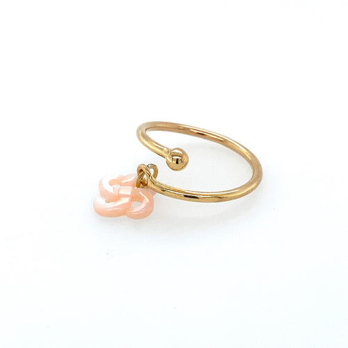 Bague Argent Plaqué Or Jaune et Nacre Rose Réglable