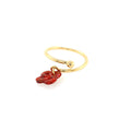 Bague Argent Plaqué Or Jaune et Corail Réglable