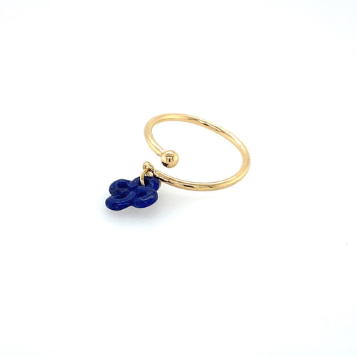 Bague Argent Plaqué Or Jaune et Lapis Lazuli Réglable